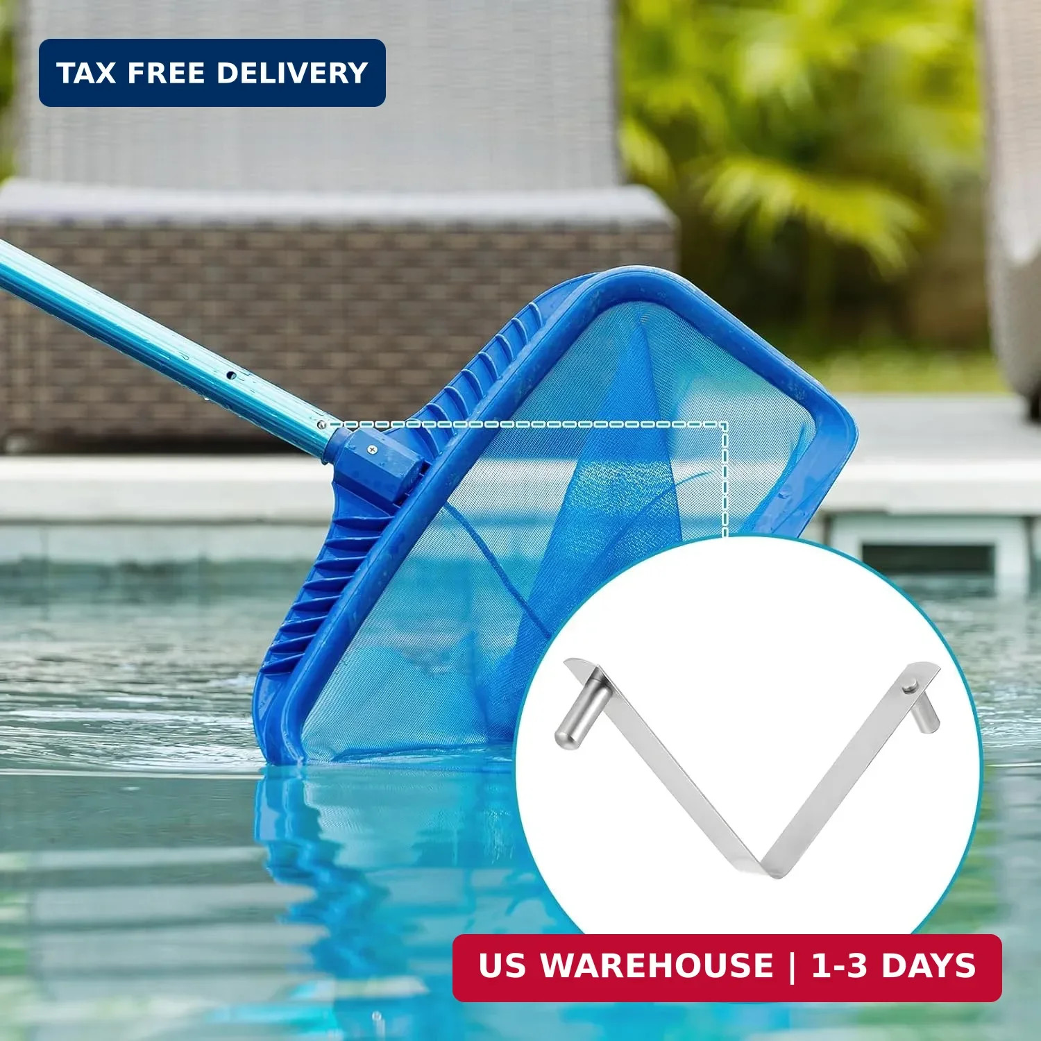 6 Pcs Pool Pole Clips, Stainless Steel Pools Brush Clip V-Shaped Clips Universal