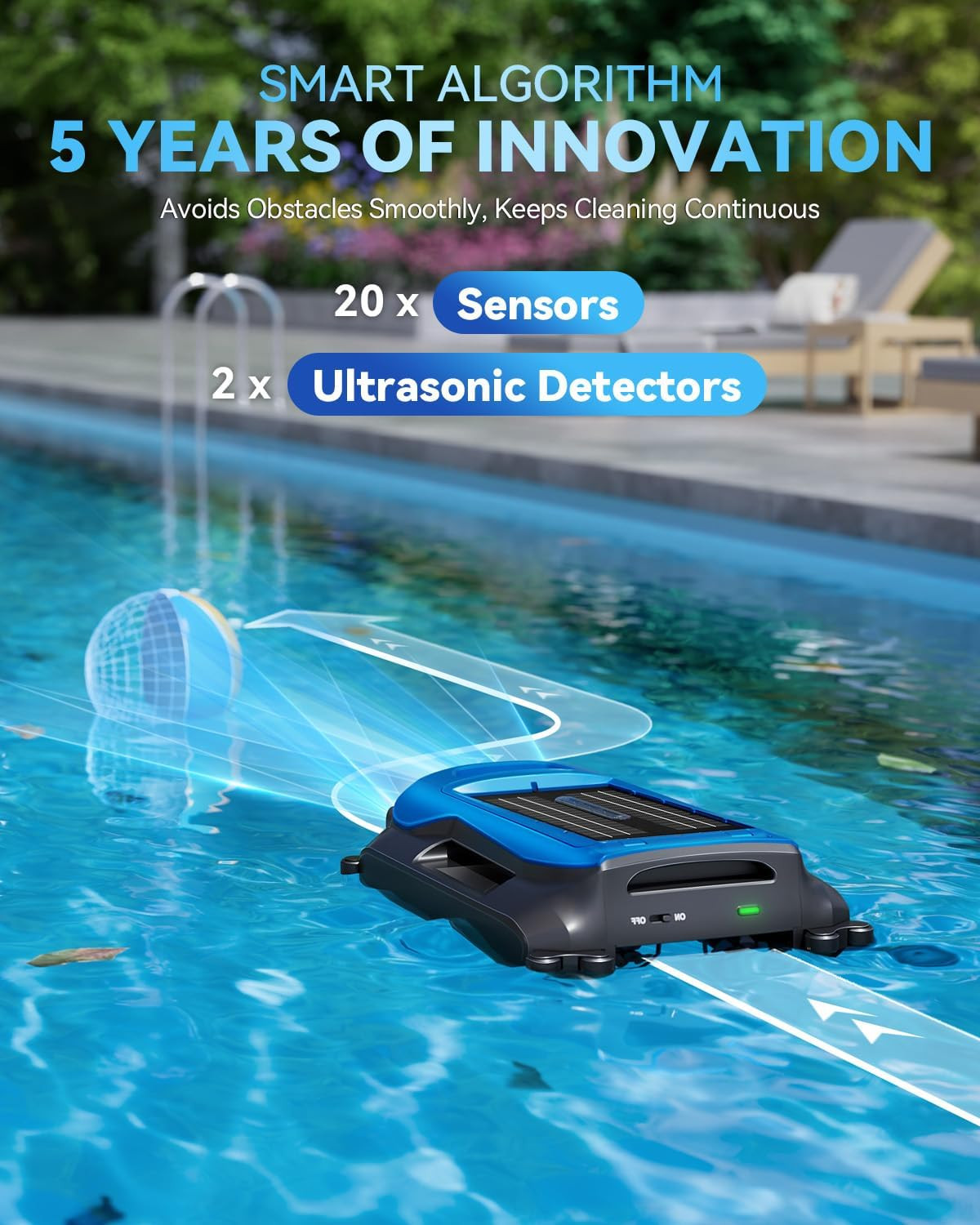 Smart Solar Pool Skimmer Robot with APP Control for Inground & Above Ground Pool