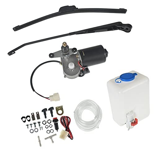 12V Electric Motor Windshield Wiper with Washer Pump Kit Replacement for
