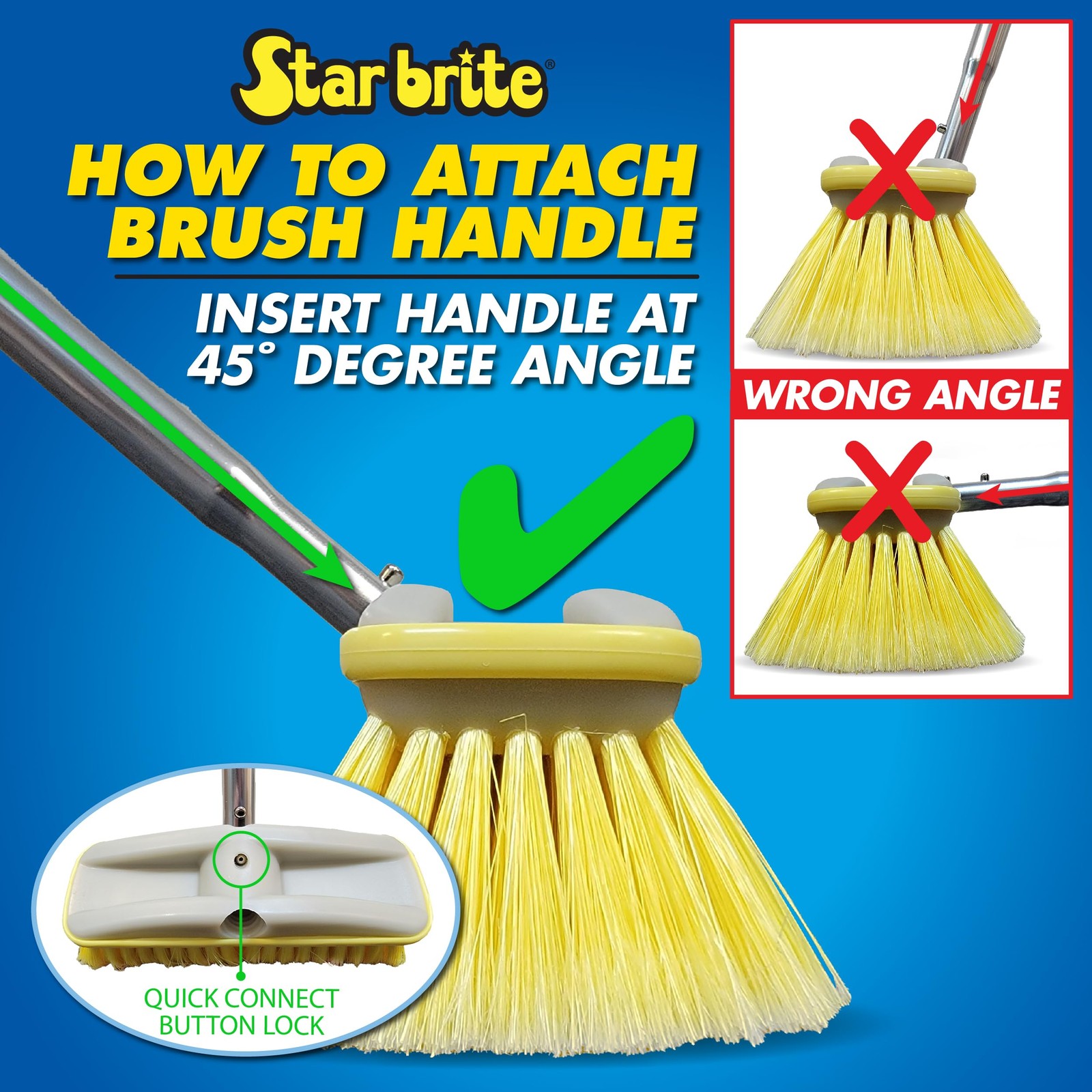 STAR BRITE Premium Medium Wash 8&Prime; Brush Head W/Bumper – Deluxe Brush, Blue