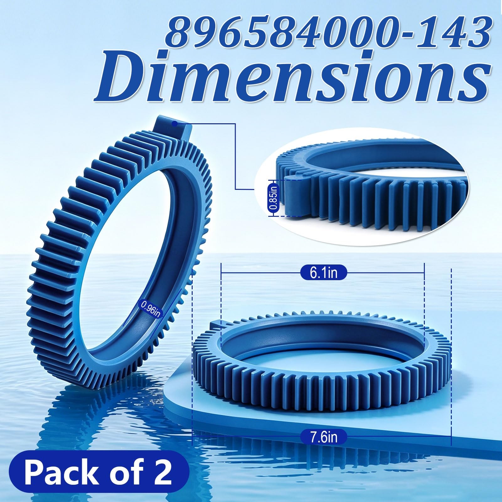 Replacement Tires for Pool Cleaners Super Hump Blue Front Tire Kit 2 Pack
