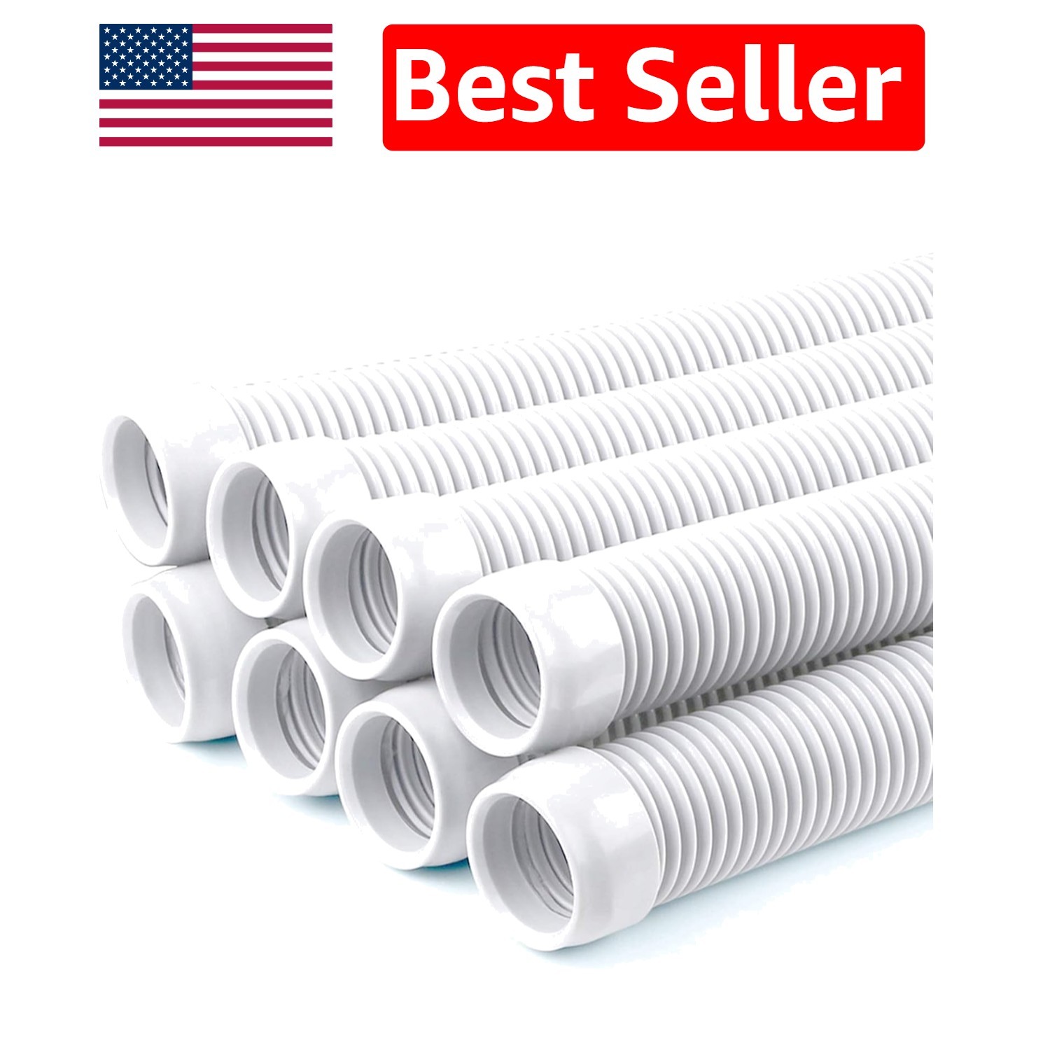 Durable Polyethylene 8-Pack Pool Vacuum Hose – 1.5” Length and Flexibility