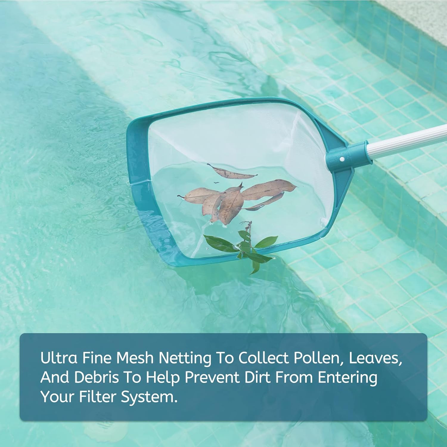 Upgrades Swimming Pool Leaf Net Skimmer Rake with Adjustable Aluminum Pole and N