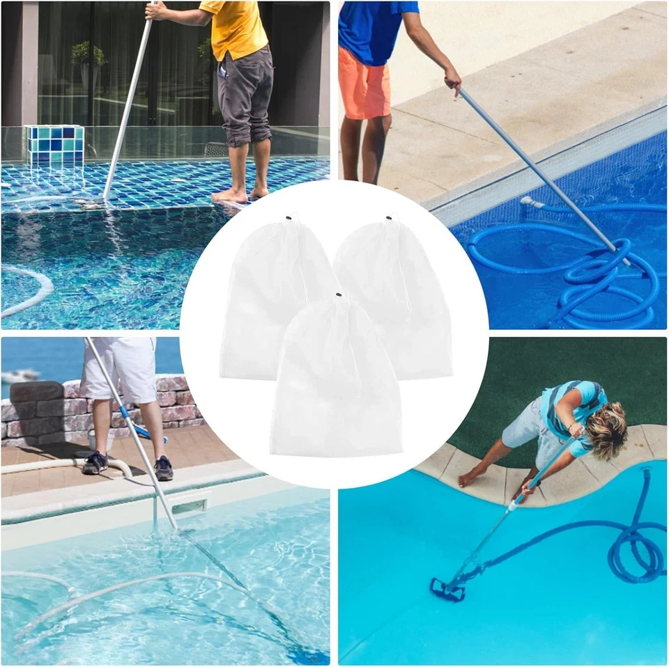 4 Pack 24X18 Inch Pool Leaf Vacuum Net Bag Replacement for Swimming Pool