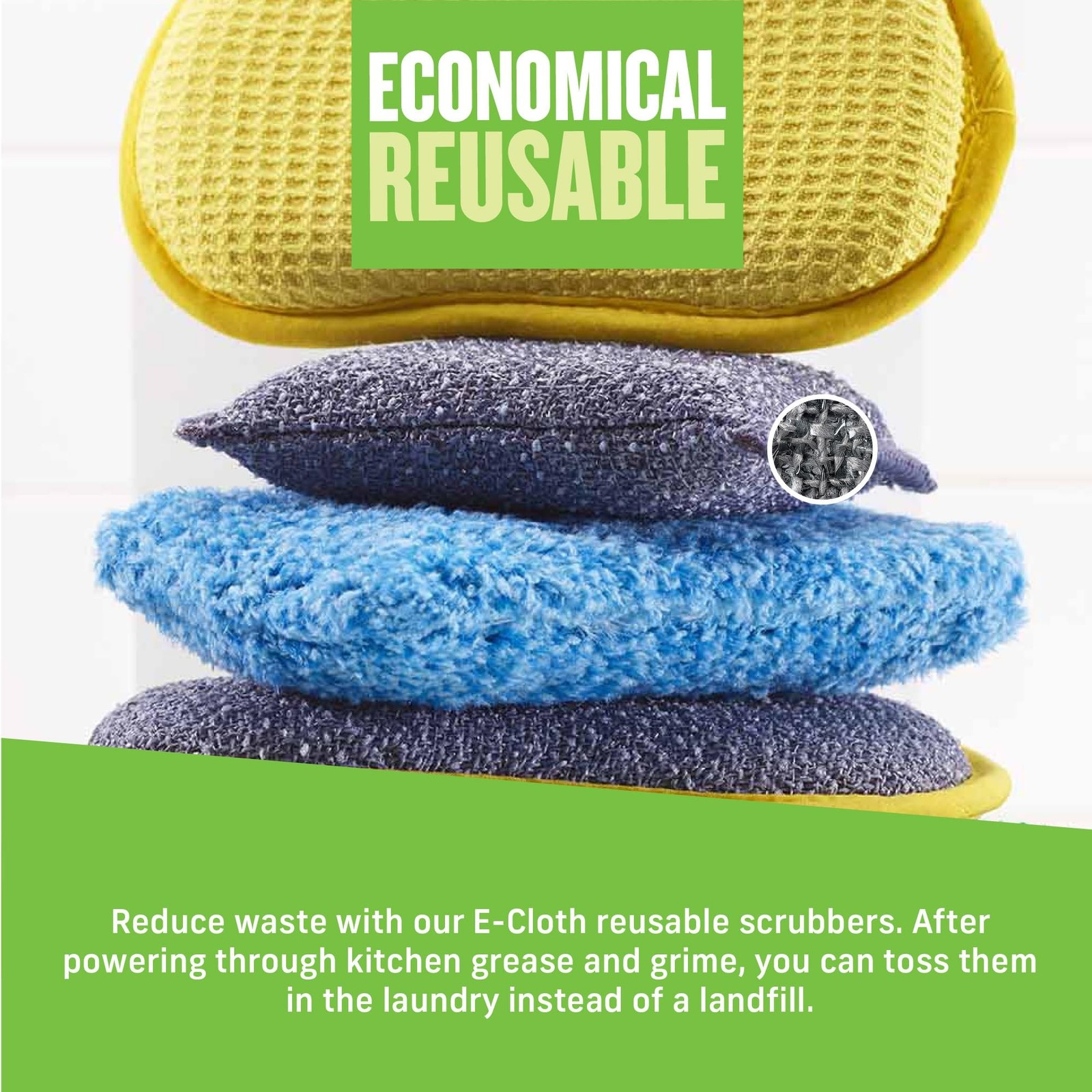 Microfiber Non-Scratch Scrubbing Thick Pads 2-Pack, Washable, Streak-Free Clean