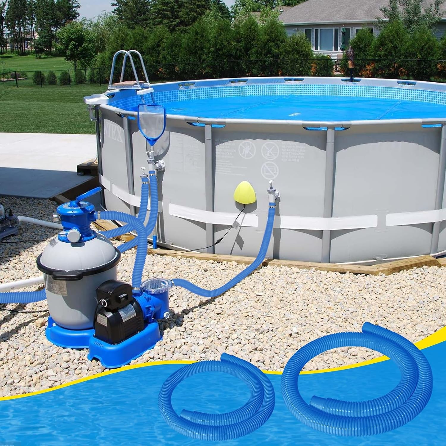 2 Pack 1.25&Prime; x 59&Prime; Pool Pump Hoses with Clamps for Intex Coleman Bestway Pools
