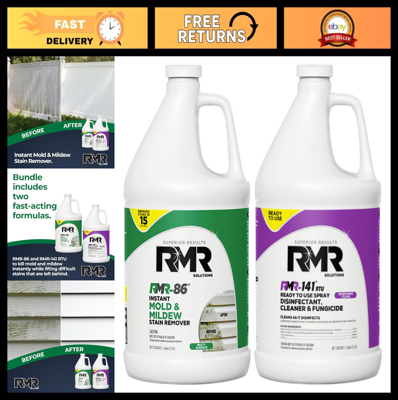 Mold Remover Bundle – Complete Mold Killer & Stain Remover Kit, 2×1 Gallon Disin