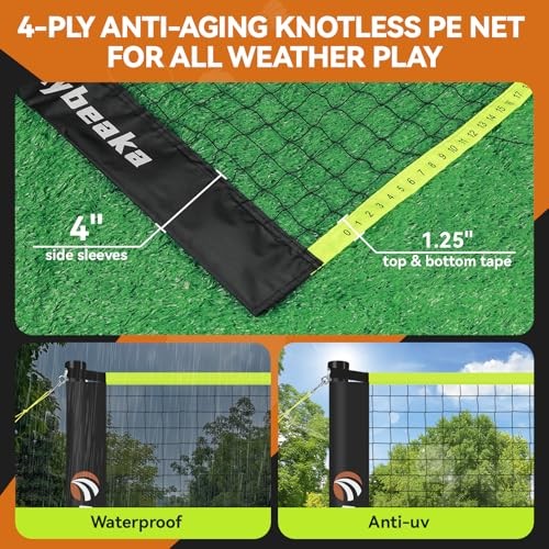 12ft Black Anti-Sagging Badminton Net Set for Backyard Beach