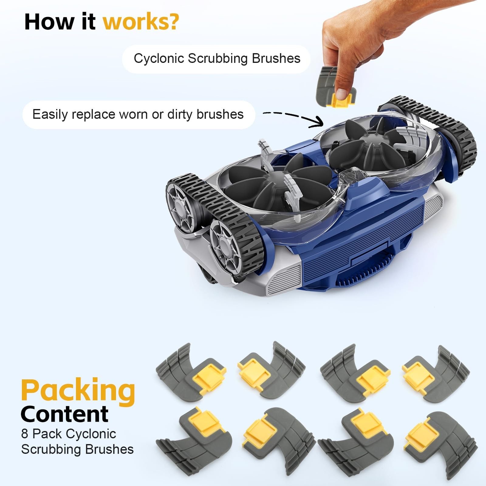 8-Pack Parts Brush Compatible with Zodiac Pool Cleaner Parts