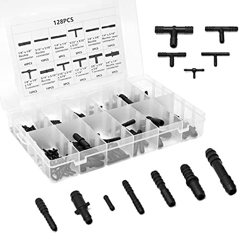VIKKSAER 128Pcs Vacuum Hose Automotive Vacuum Line Connectors Nylon Tee