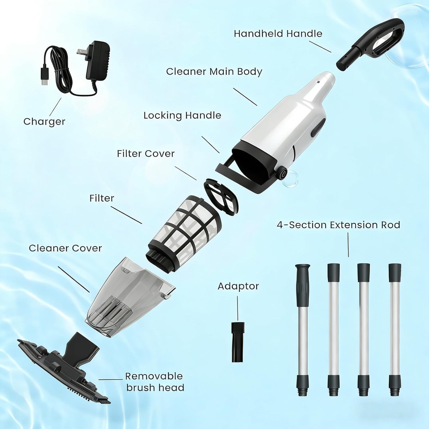 Handheld Pool Vacuum Cleaner, Updated Cordless Pool Cleaner with Powerful Suc…
