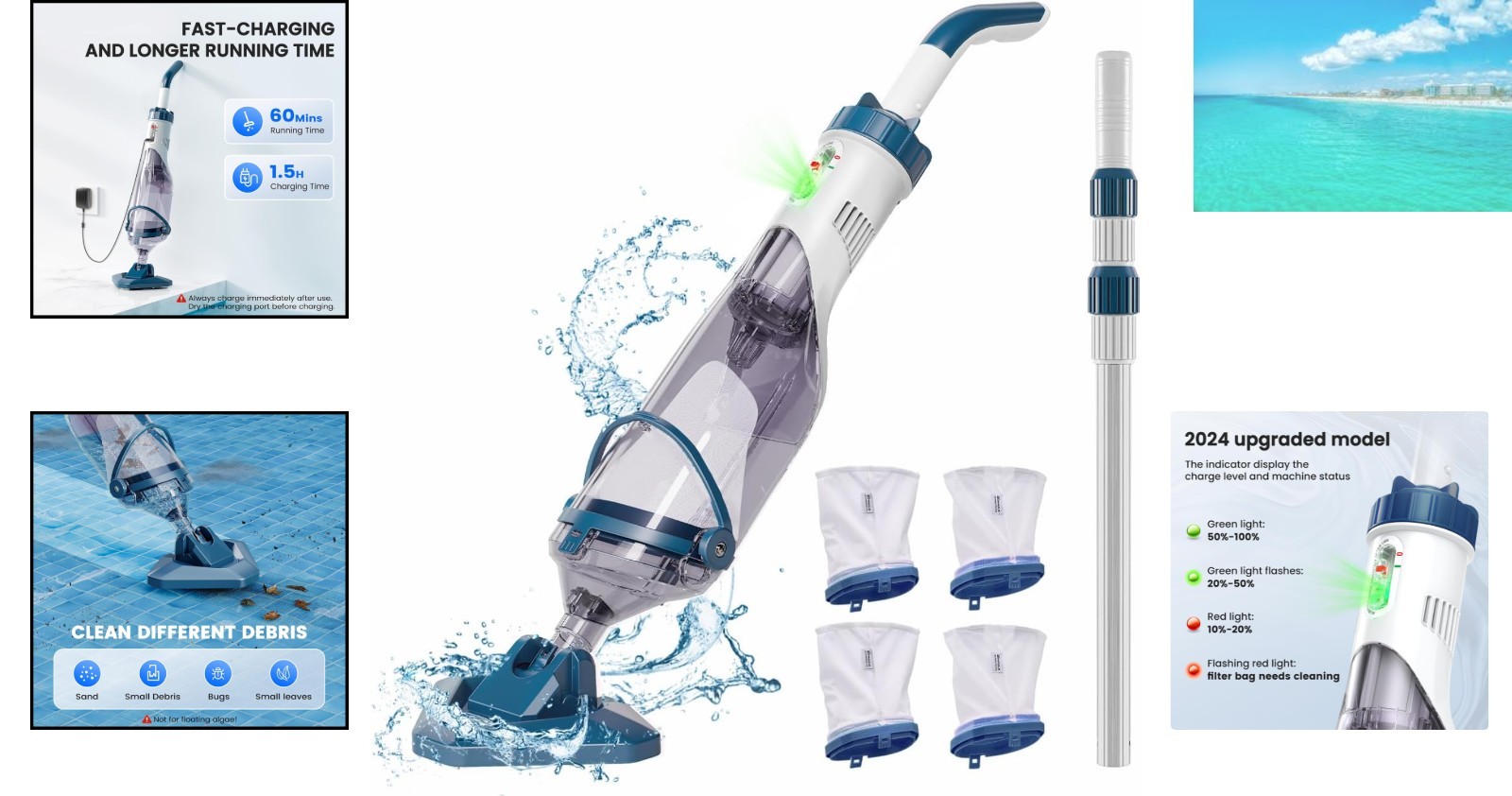 Handheld Rechargeable Pool Vacuum – Strong Suction, Quick Charge, Compact