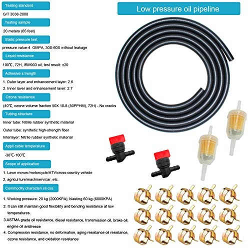1/4 Fuel Line 1/4 Inch Fuel Hose 10FT 6MM 4AN NBR Fuel Line For Small Engines