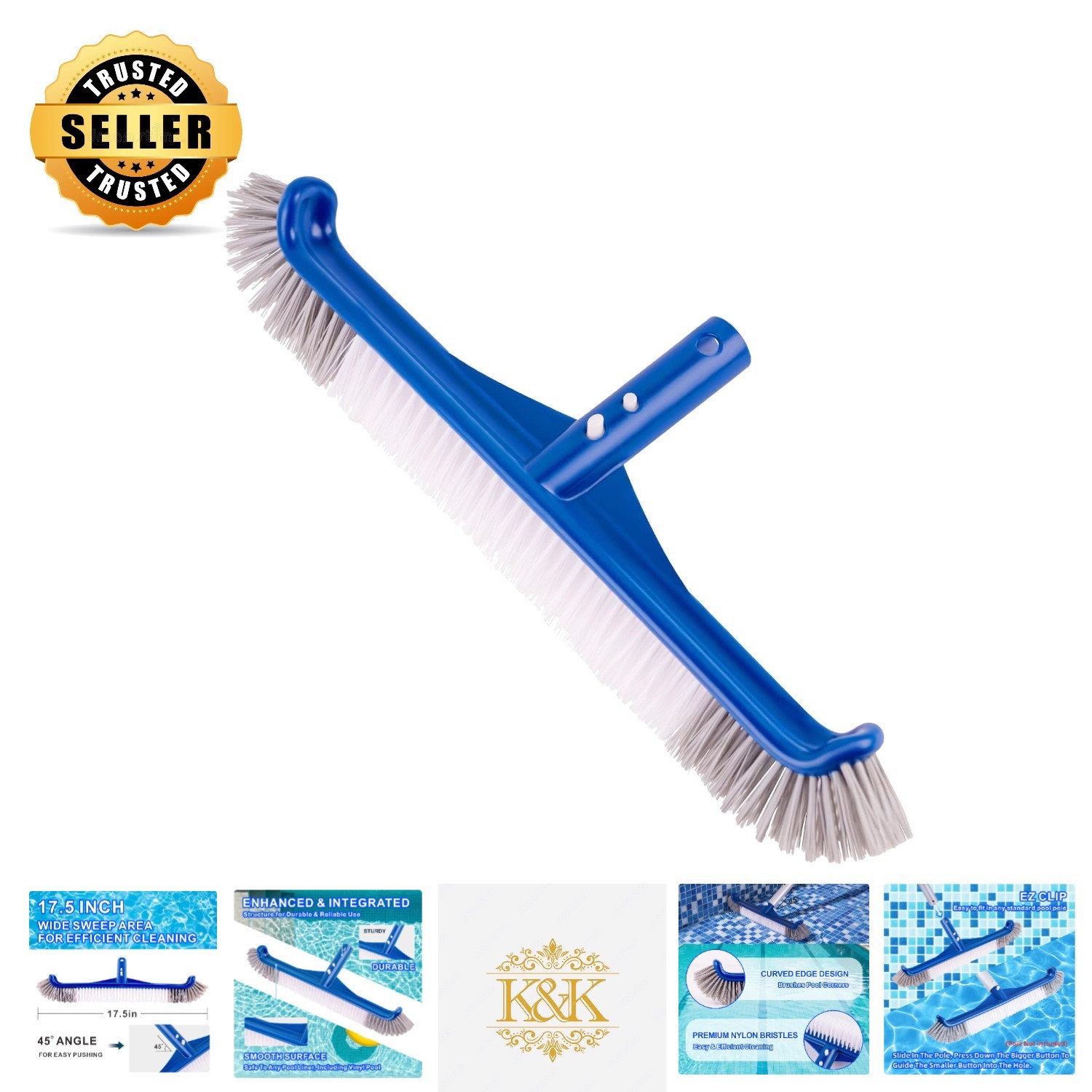 Versatile 17.5 » Pool Brush – Ideal for Inground & Above-Ground Pools