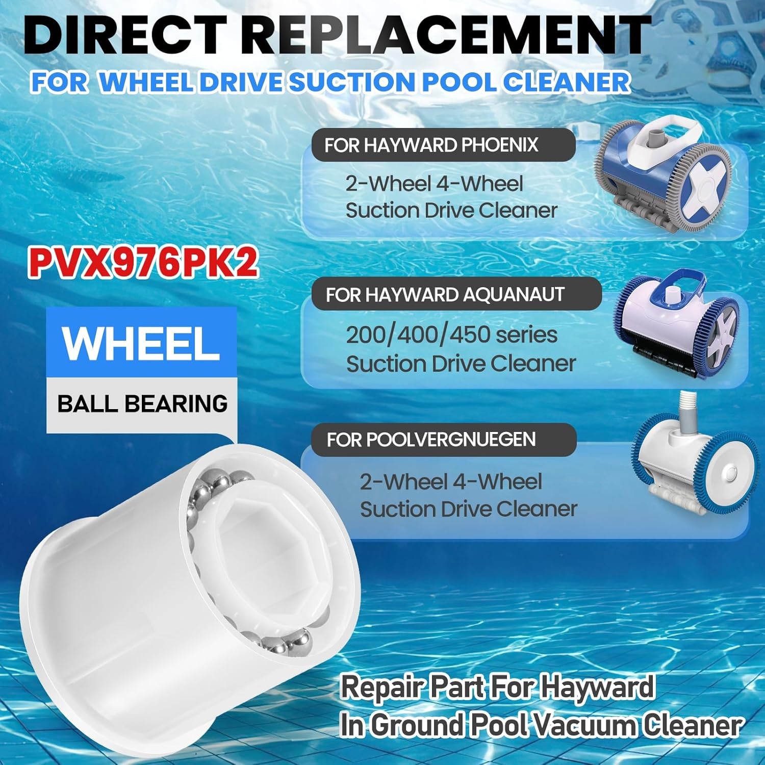 PVX976PK2 Wheel Bearings Kit for Hayward AquaNaut /Poolvergnuegen pool cleaner