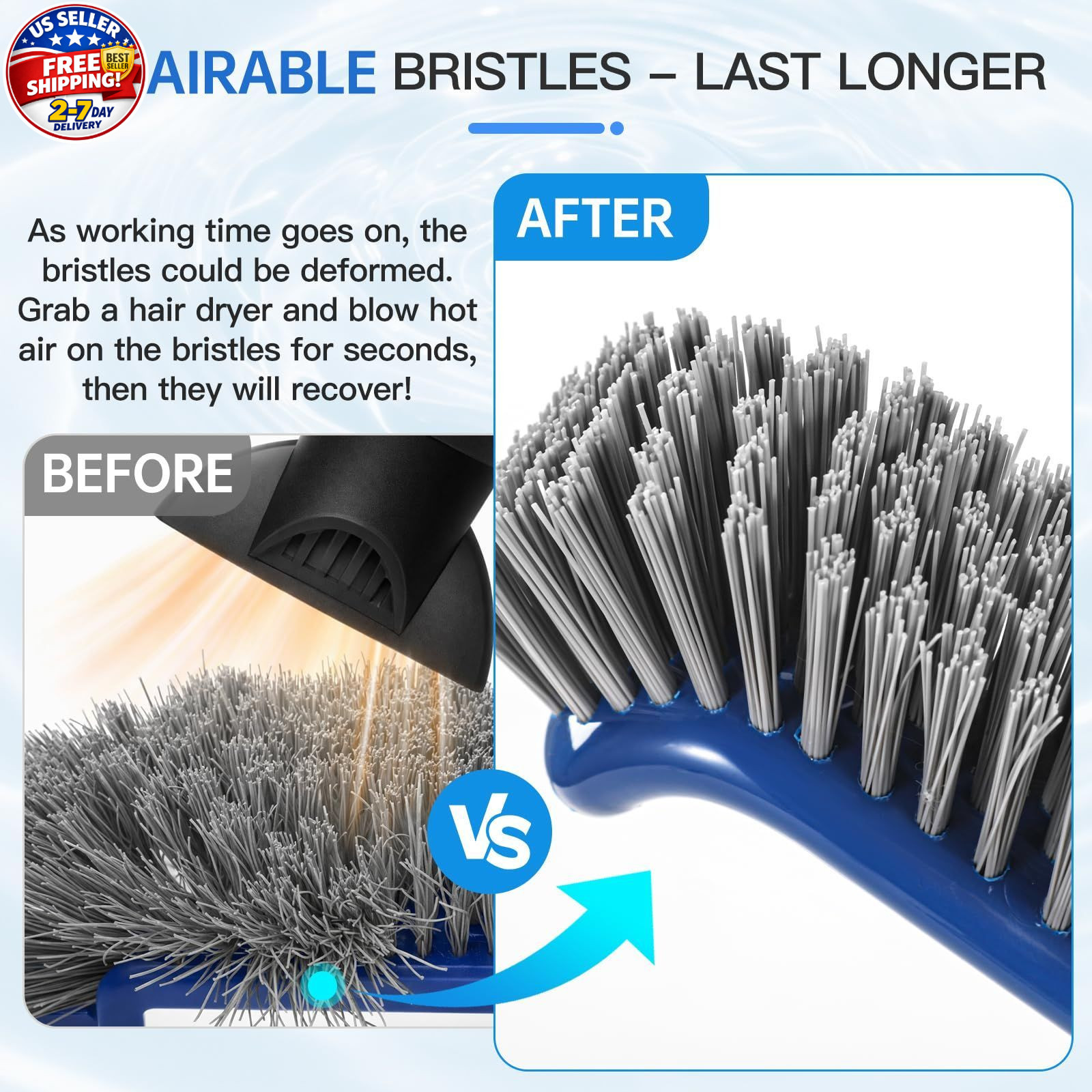 Pool Brush Head, Scrub Brush with Premium Nylon Bristles,Curved Ends High-Effici