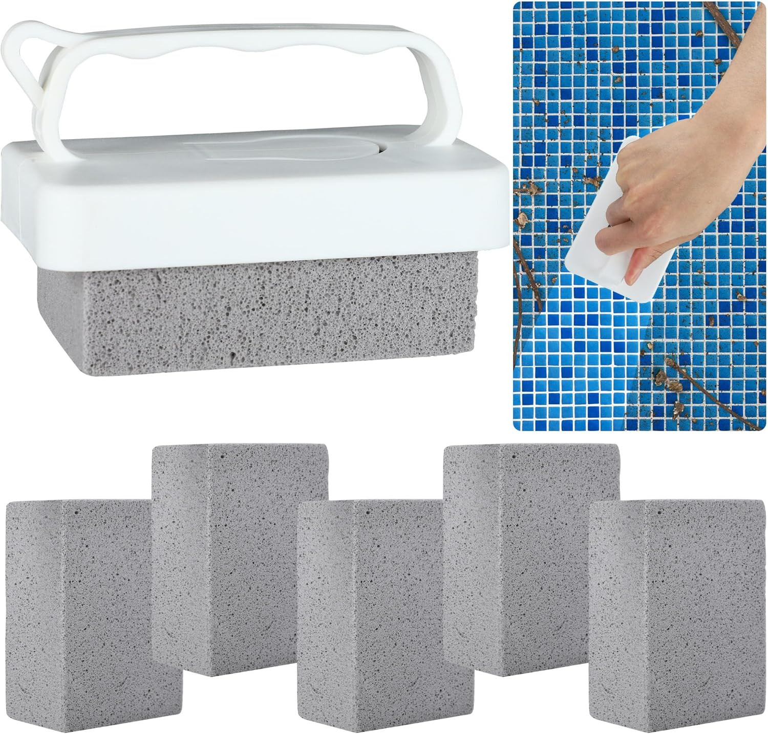 6 PCS Hand-Held Pool Pumice Stones Swimming Pumice Pool Tile Stone Replacement P