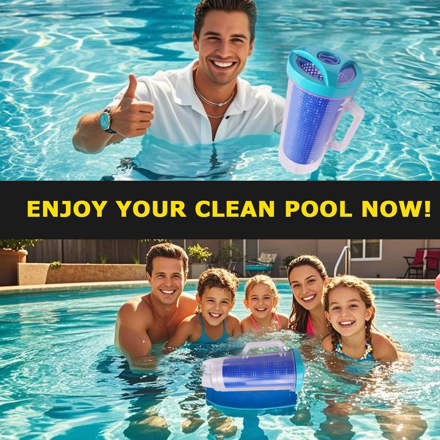 Large Inline Pool Leaf Catcher Canister for Vacuum with 6 Skimmer Socks
