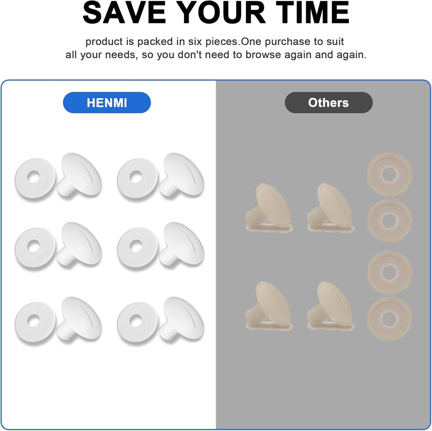 Plastic Wheel Screws Pack of 6 Replacement Parts Washers