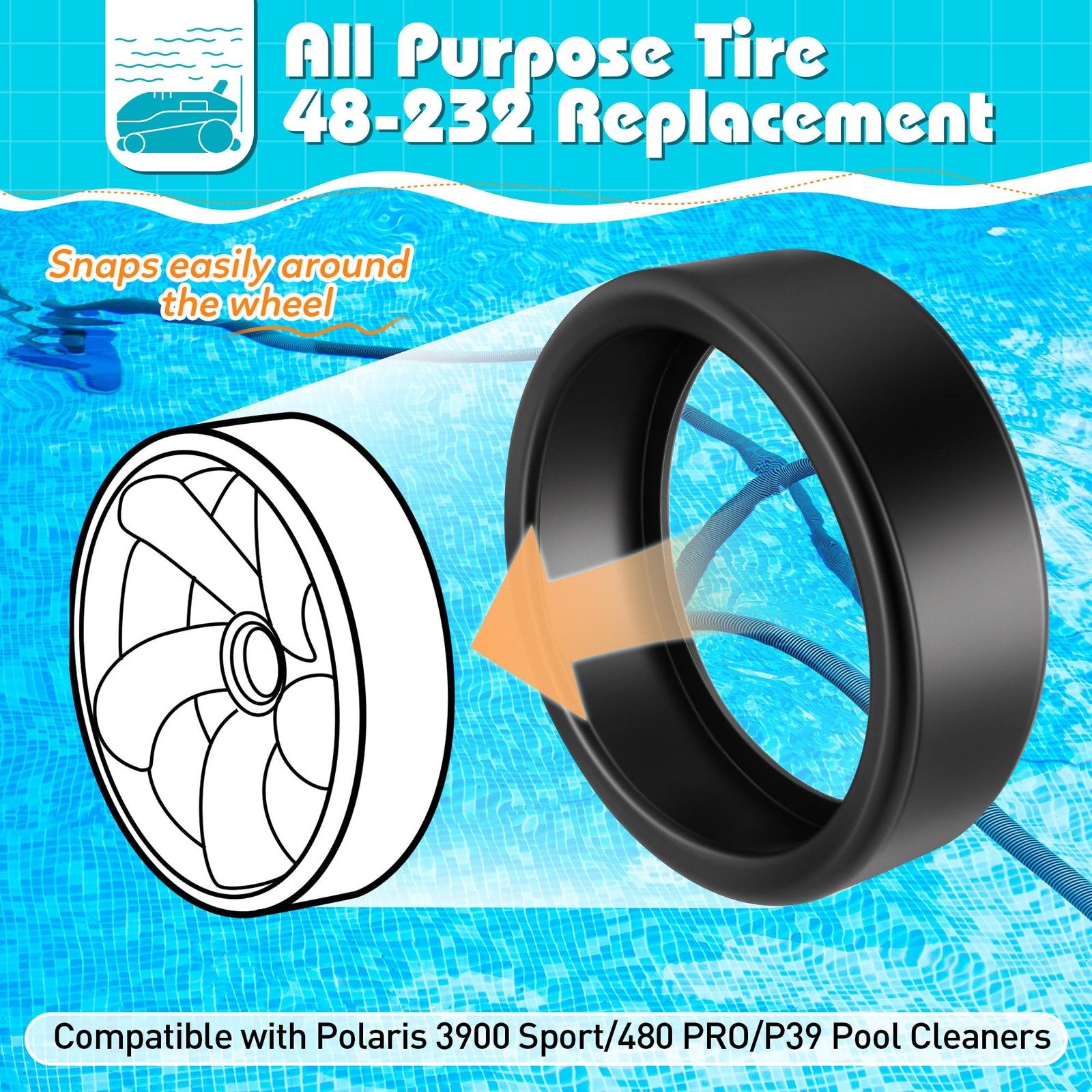 3 Pcs Pool Cleaner All Purpose Tire Replacement Part Compatible with Polaris …