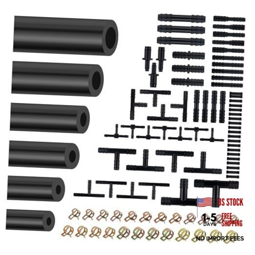 6PCS 5Ft Silicone Vacuum Hose Automotive Set,Vacuum Line With 24pcs Hose Clamps
