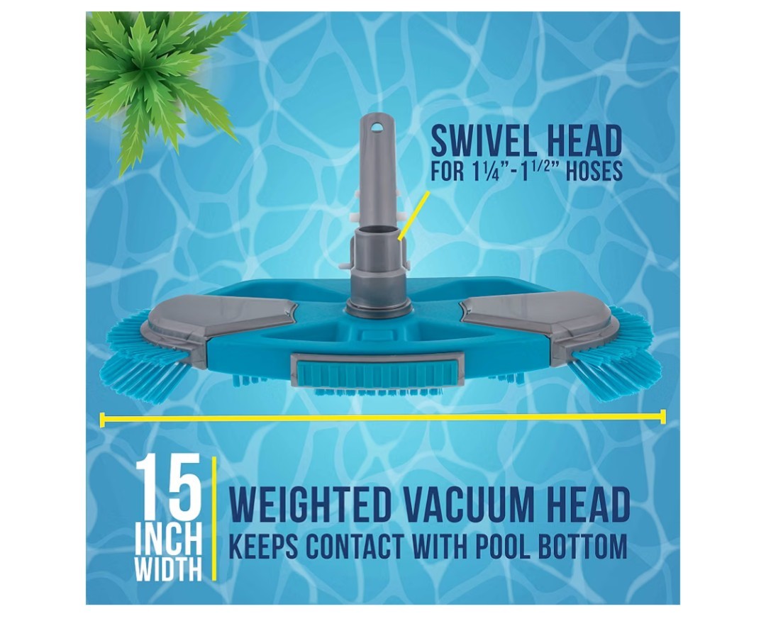VH-324 Deluxe Weighted Pool Vacuum Head With Side Brushes Swivel Connections