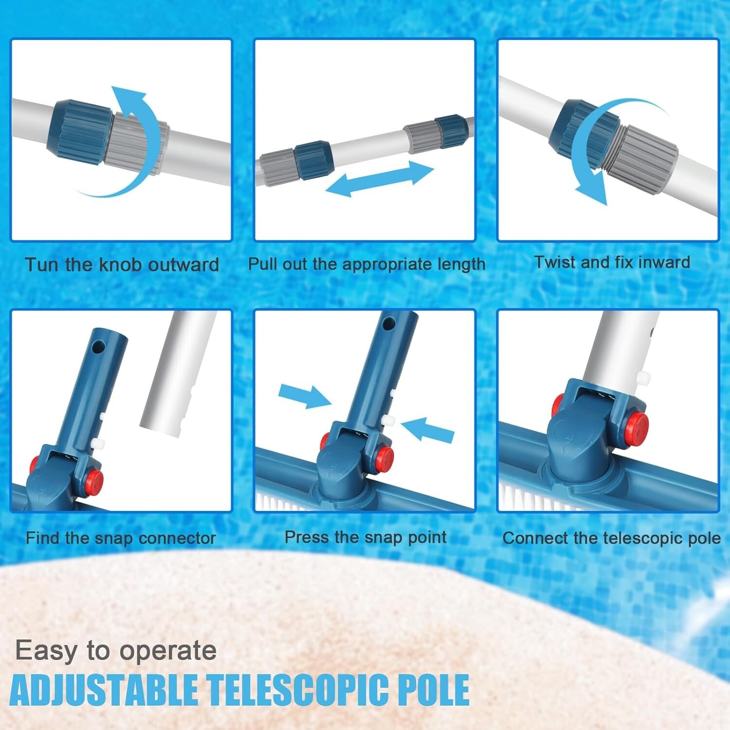 Pool Pole – Professional 12 Foot Telescoping Swimming Pool Cleaning Poles, Adjus