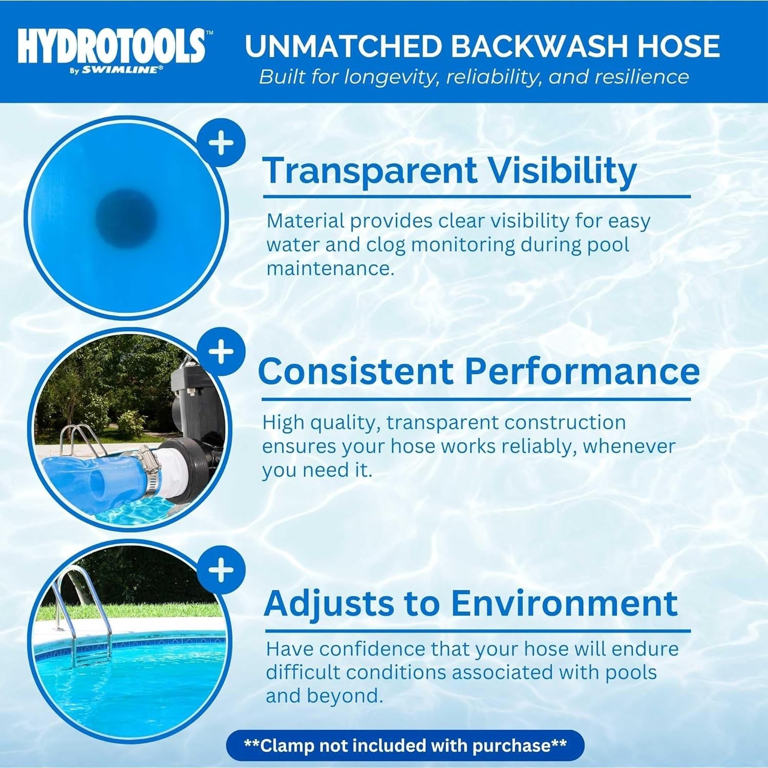 100ft Heavy Duty PVC Backwash Hose | Kink-Free & UV Resistant for Pools