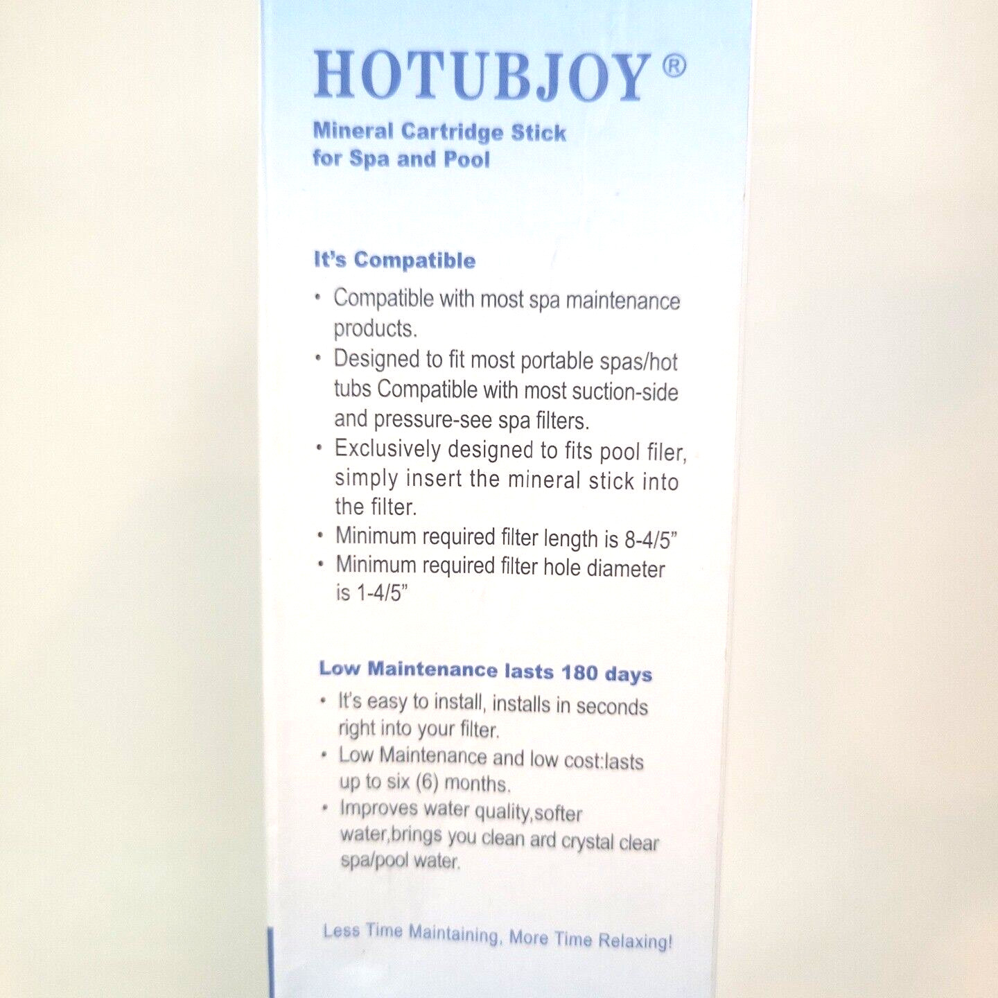 Spa/Pool Filter Mineral Cartridge Stick For Cartridge HotTubJoy 8.8inch