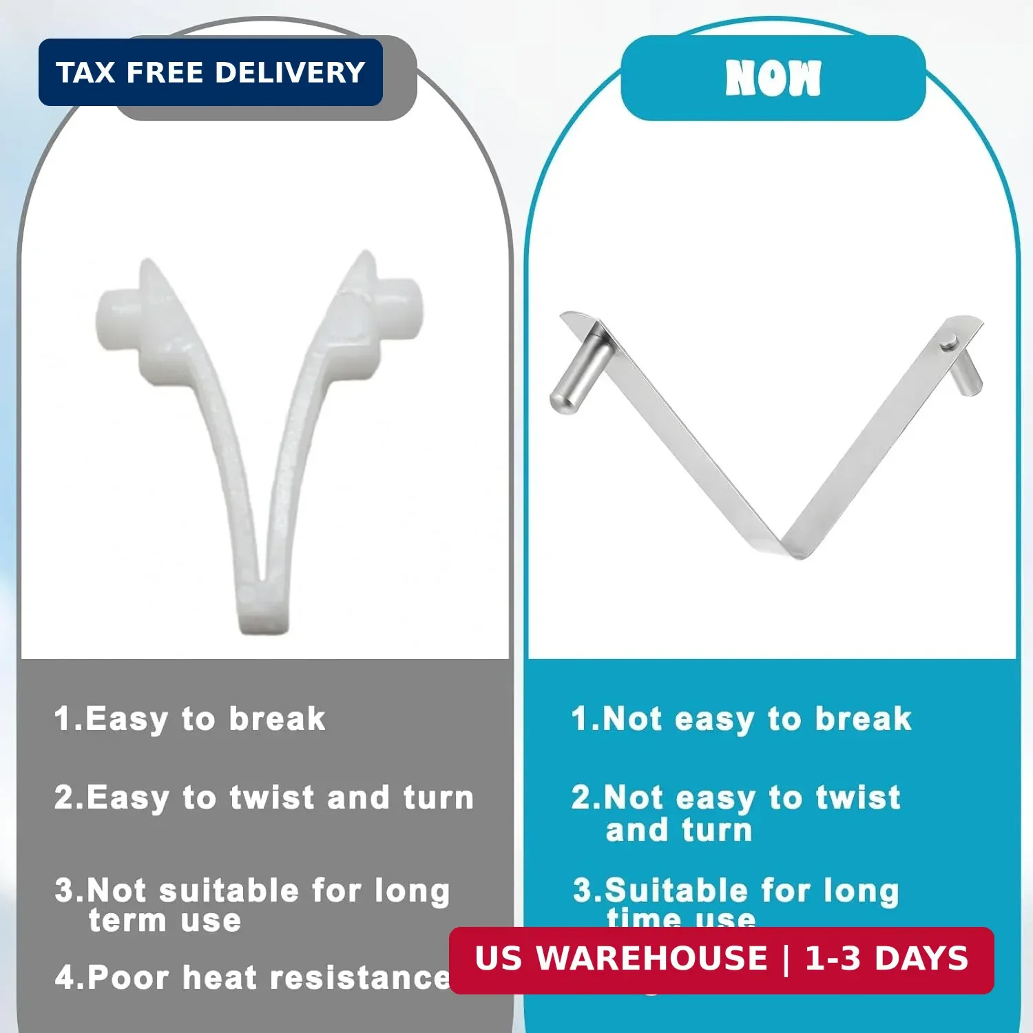 6 Pcs Pool Pole Clips, Stainless Steel Pools Brush Clip V-Shaped Clips Universal