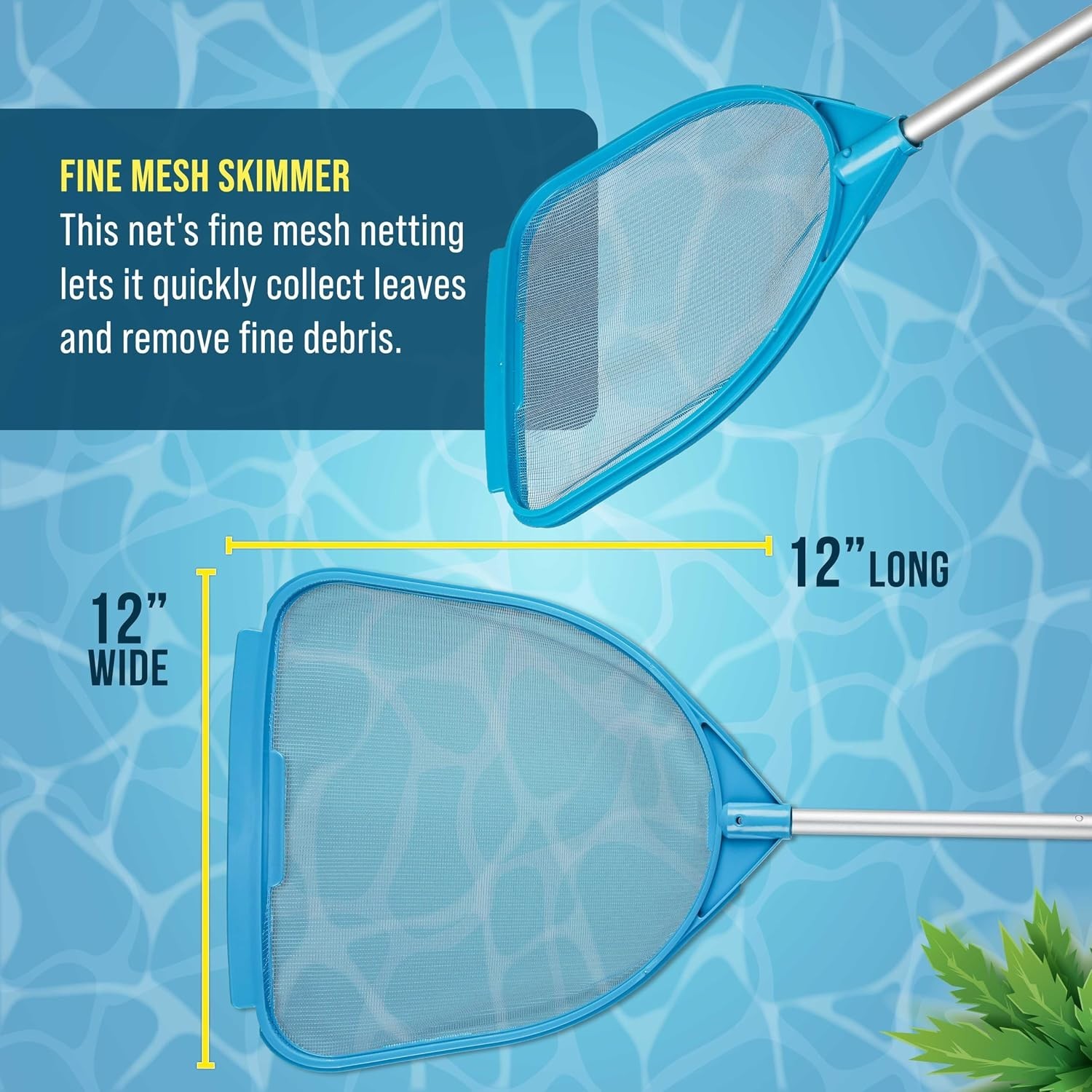 Versatile Pool and Spa Skimmer Net – Lightweight Fine Mesh with Telescoping Pole