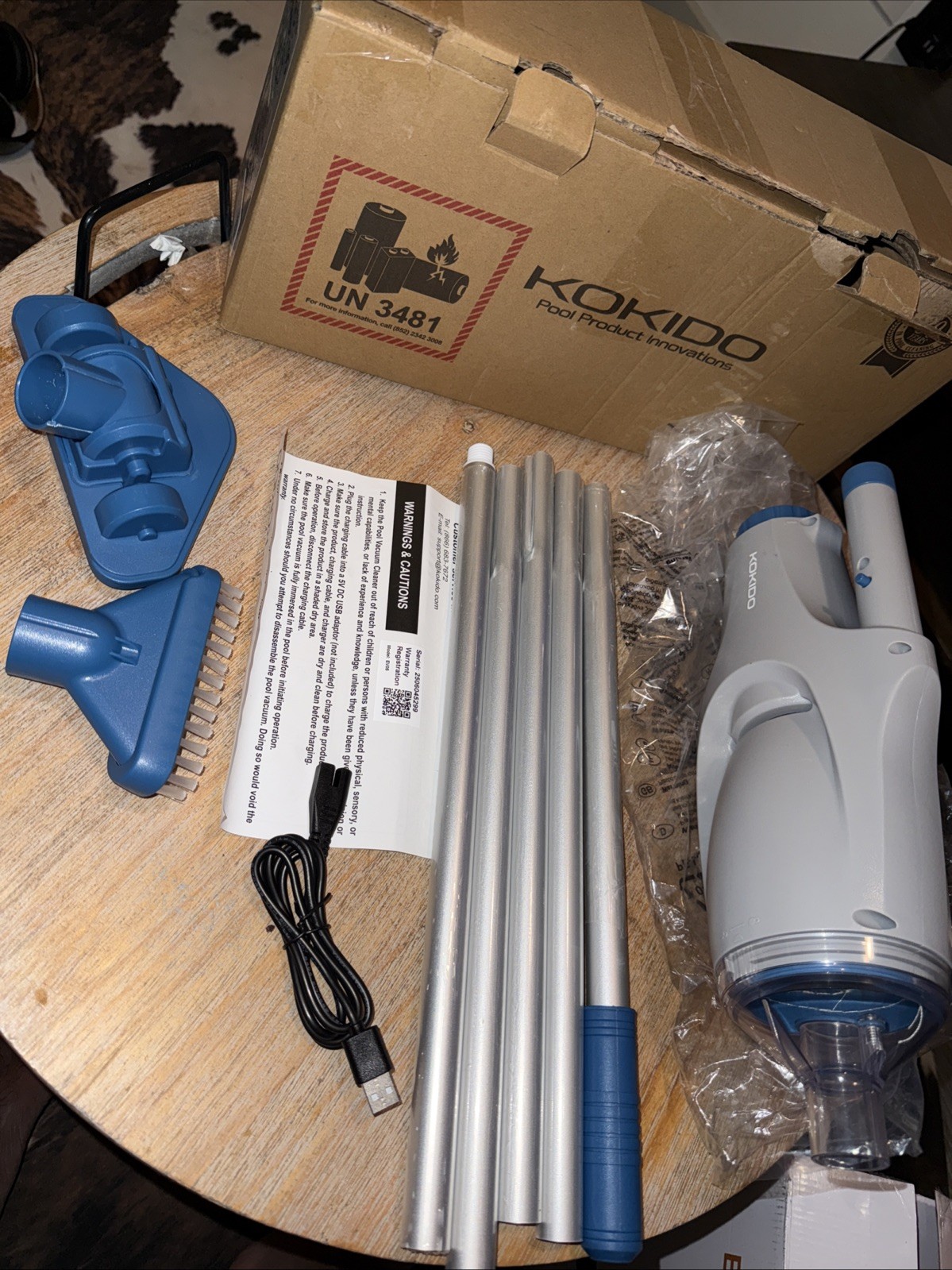 KOKIDO 2025 upgrade Rechargeable Handheld Pool Vacuum Aluminum Pole and 2 Bru…