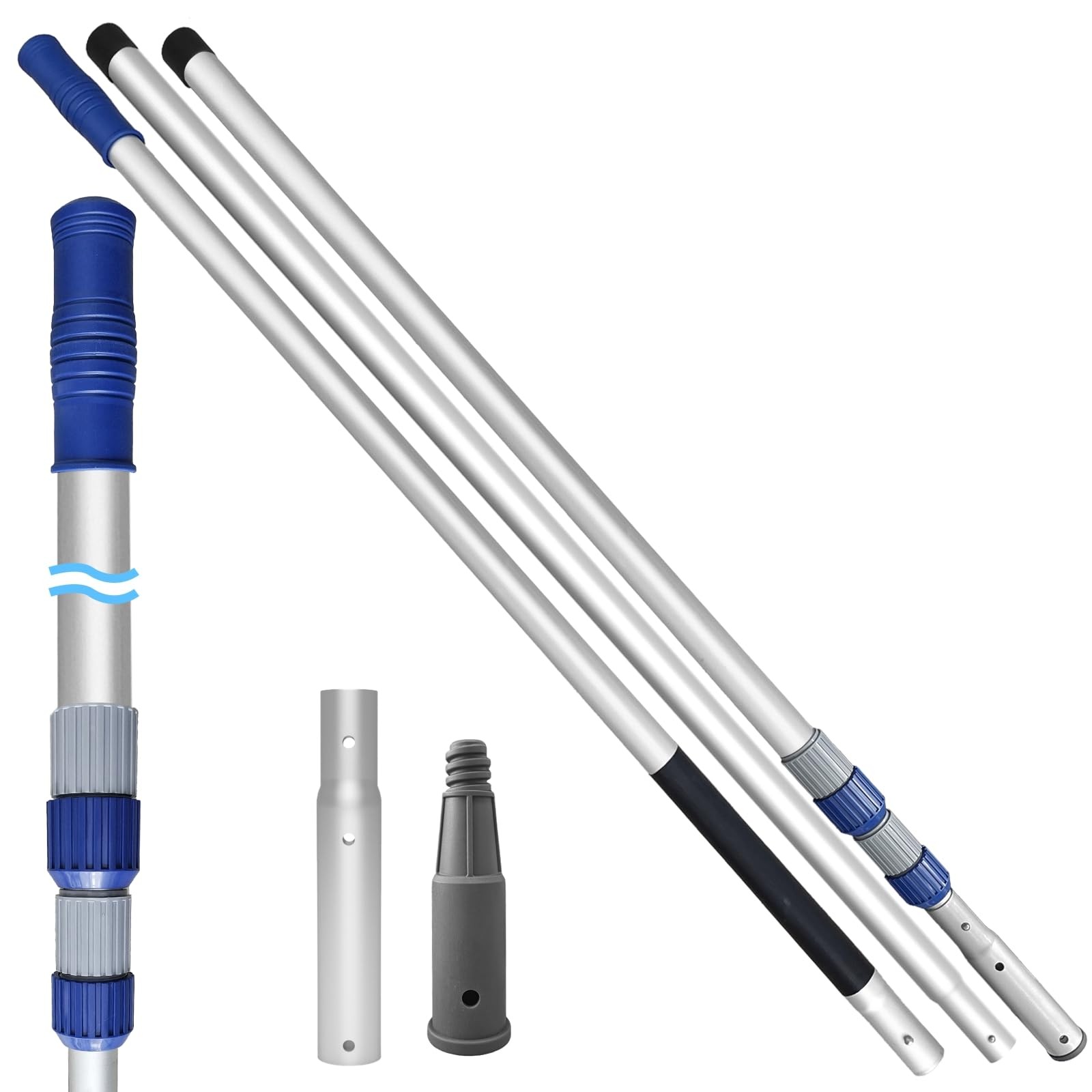 15FT Telescopic Pool Cleaning Pole with Universal Thread for Skimmers & Vacuums