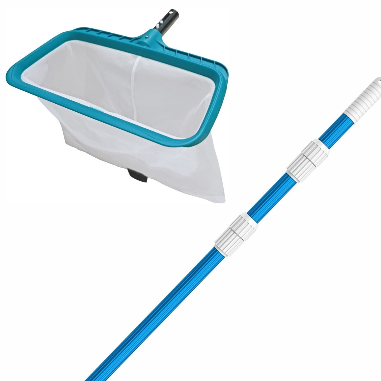POOLWHALE Pool Skimmer Rake Fine Mesh Net with 12FT Telescopic Aliminum Pool …