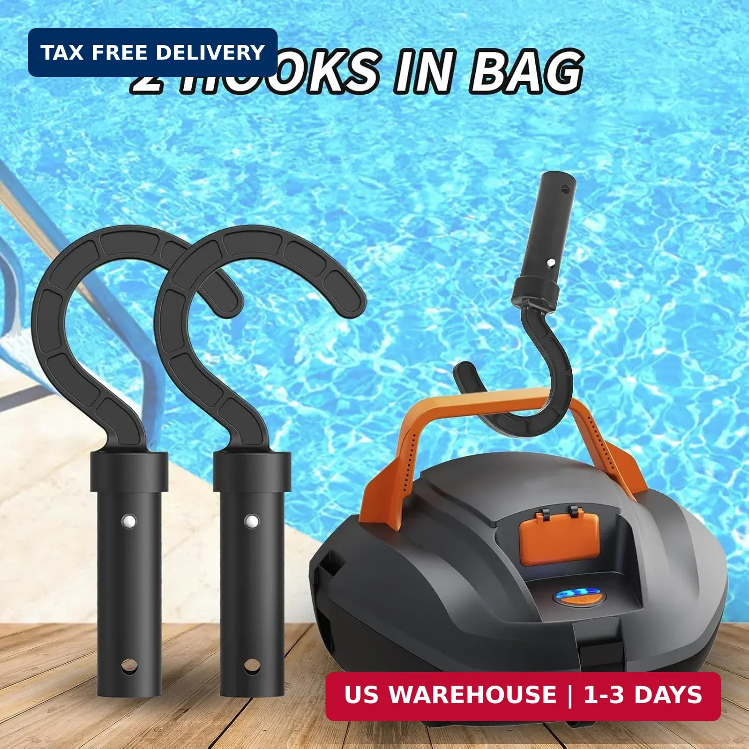 2 Pack Accessories Hook for Robotic Pool Cleaner,Keyrank Pool Hook for Poles Com