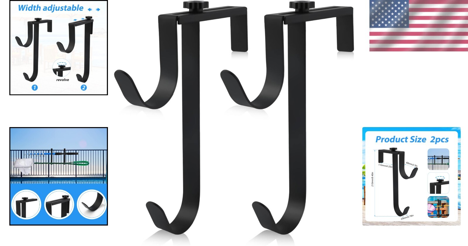 Durable Pool Fence Equipment Hooks x2 – Easy Install, Multiple Applications