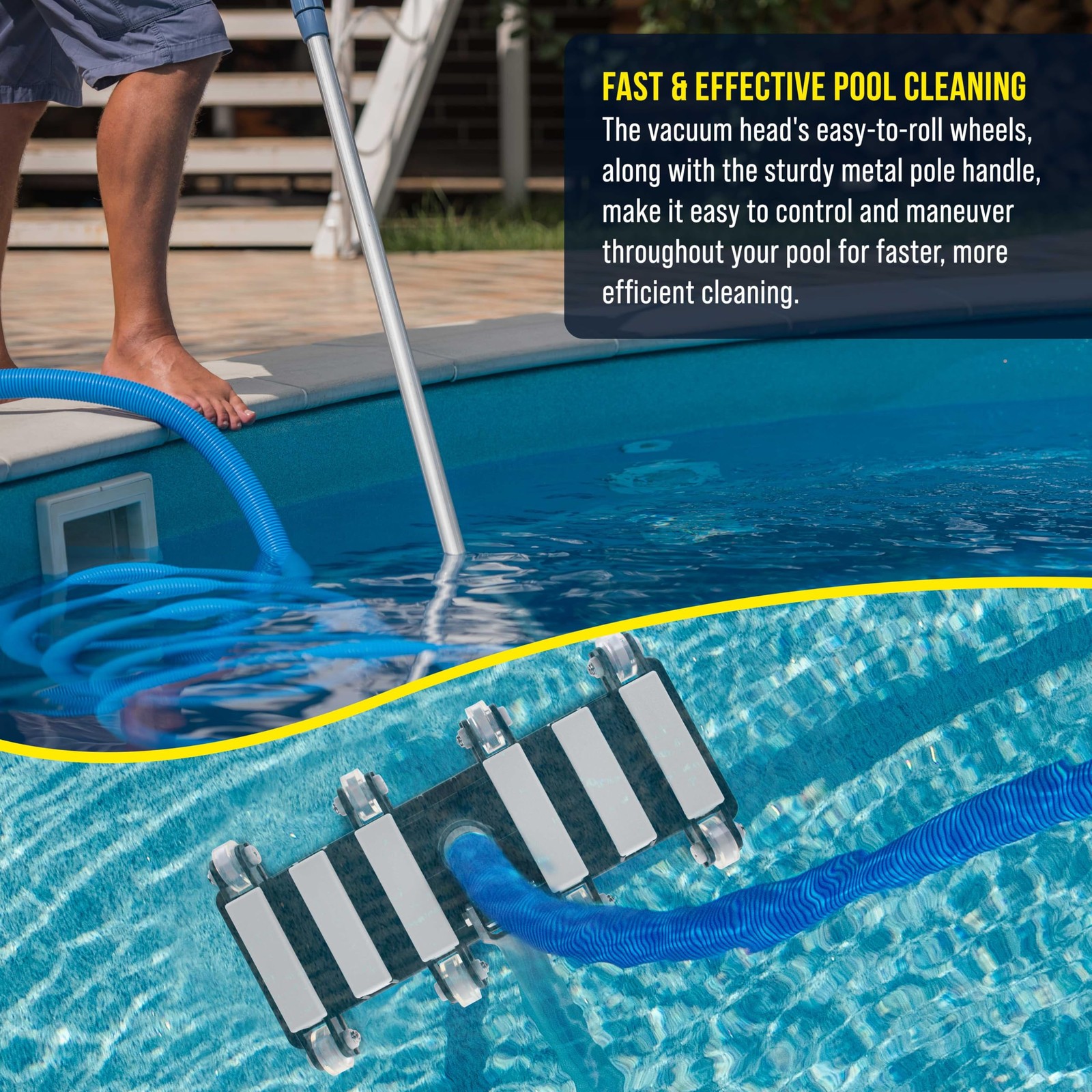 U.S. Pool Supply Manual Vacuum Head for Inground 14.5 Inch, Black/Blue