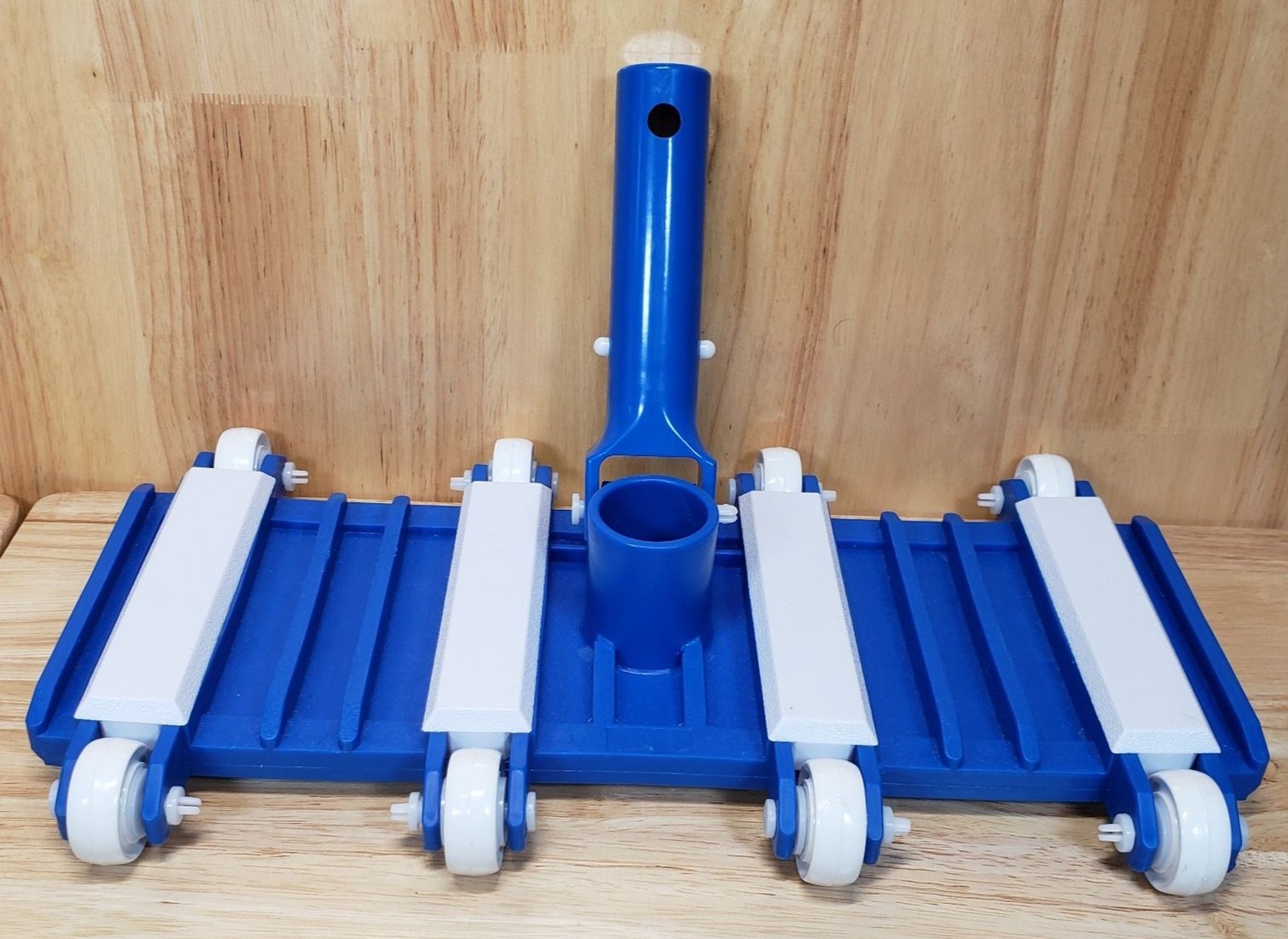 Weighted Pool Vacuum Head 14 Inch Blue w Wheels Fits Standard Poles