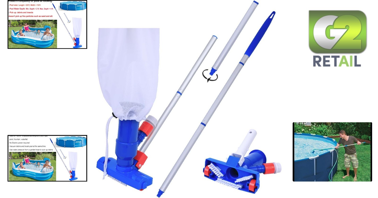 No Electric Needed! Efficient Jet Vacuum for Above Ground Pools & Water Features