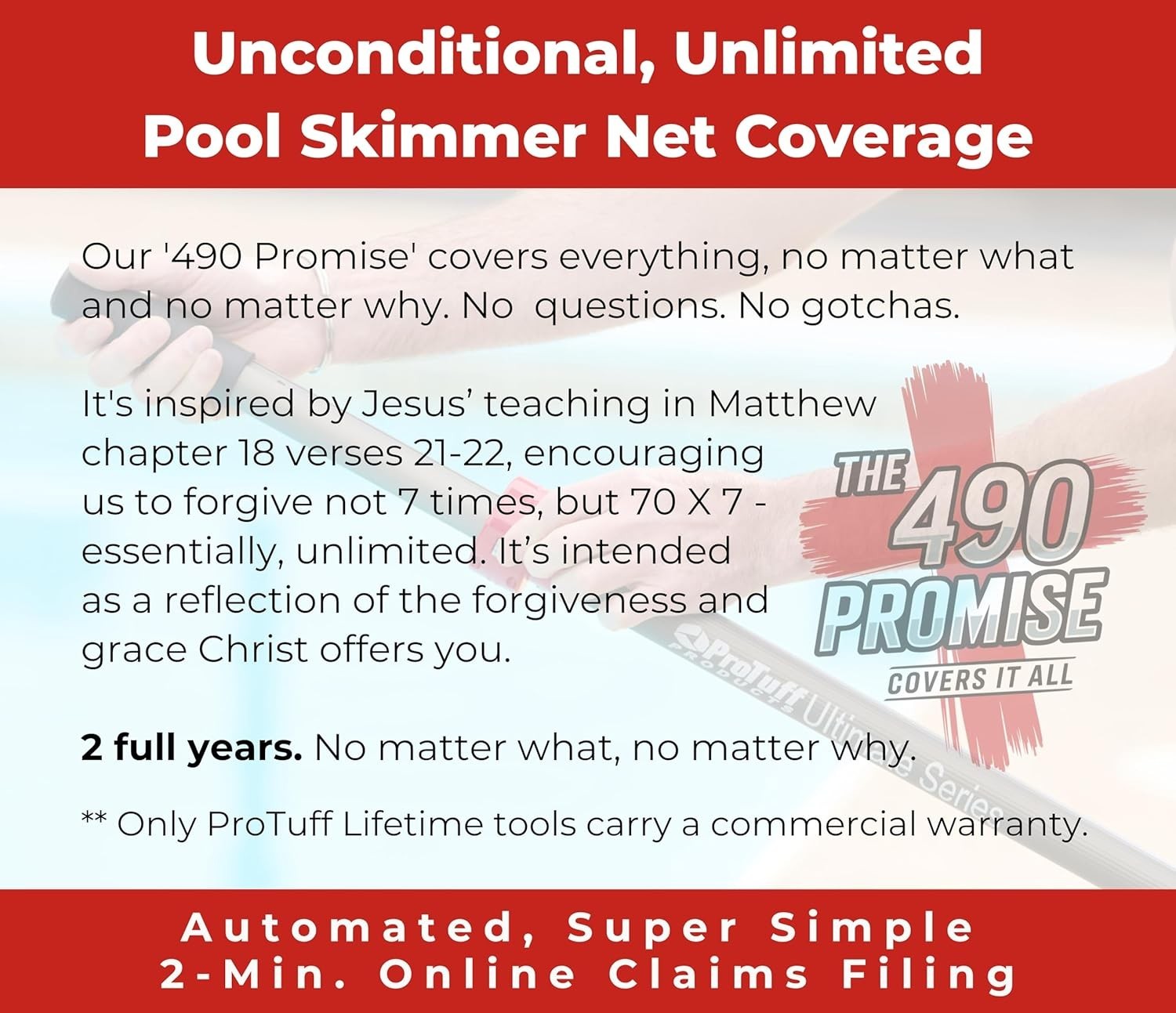 ProTuff 17&Prime; Silt Net Pool Skimmer – 2 Year Unconditional Free Replacement