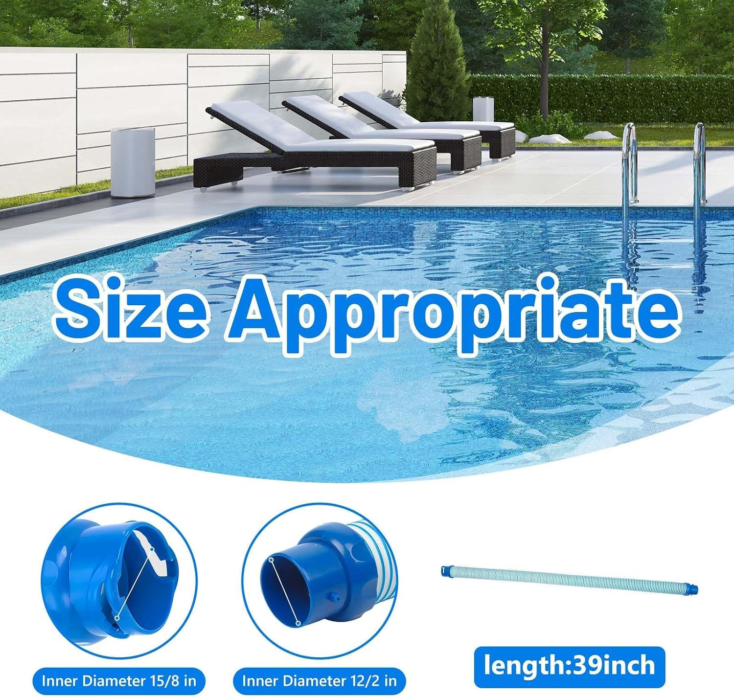 Pool Cleaner Hose Replacement, 39 Inch, 9 Pack | Compatible with Zodiac MX6, Com
