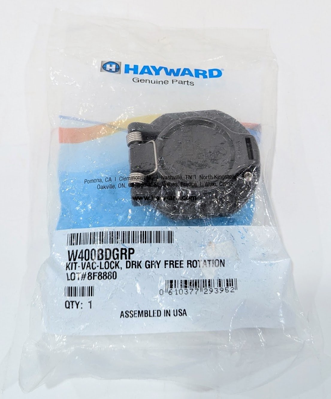 Hayward W400BDGRP Kit-Vac-Lock Free Rotation Safety Wall Fitting – Dark Gray OEM