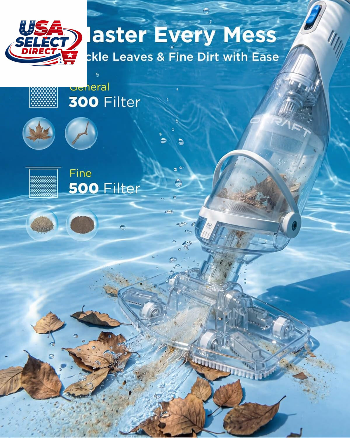 Cordless Pool Vacuum Cleaner 18.5 GPM Suction Extendable Pole