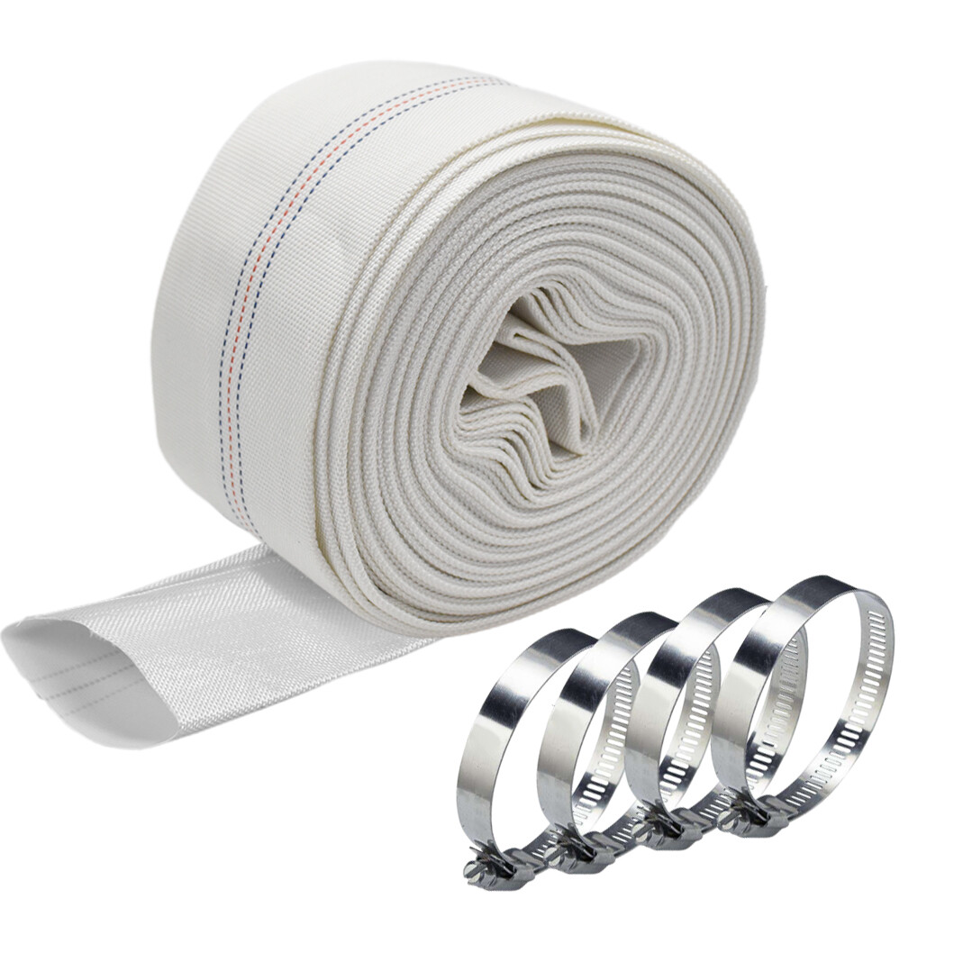 Discharge Hose 1.5/2/3&Prime;x 65&rsquo;/100&prime; PVC Lay Flat Hose Backwash Drain Hose w/ Clamp
