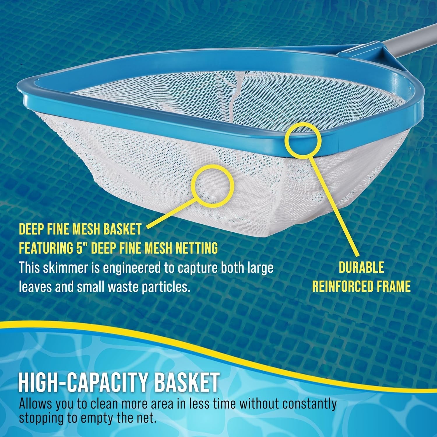 Versatile 30&Prime; Pool Skimmer Net with Durable Handle – Leaves and Debris Removal