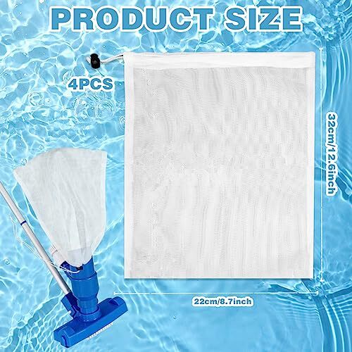 4 Pack Pool Leaf Vacuum Net Bag Replacement for Swimming Pool