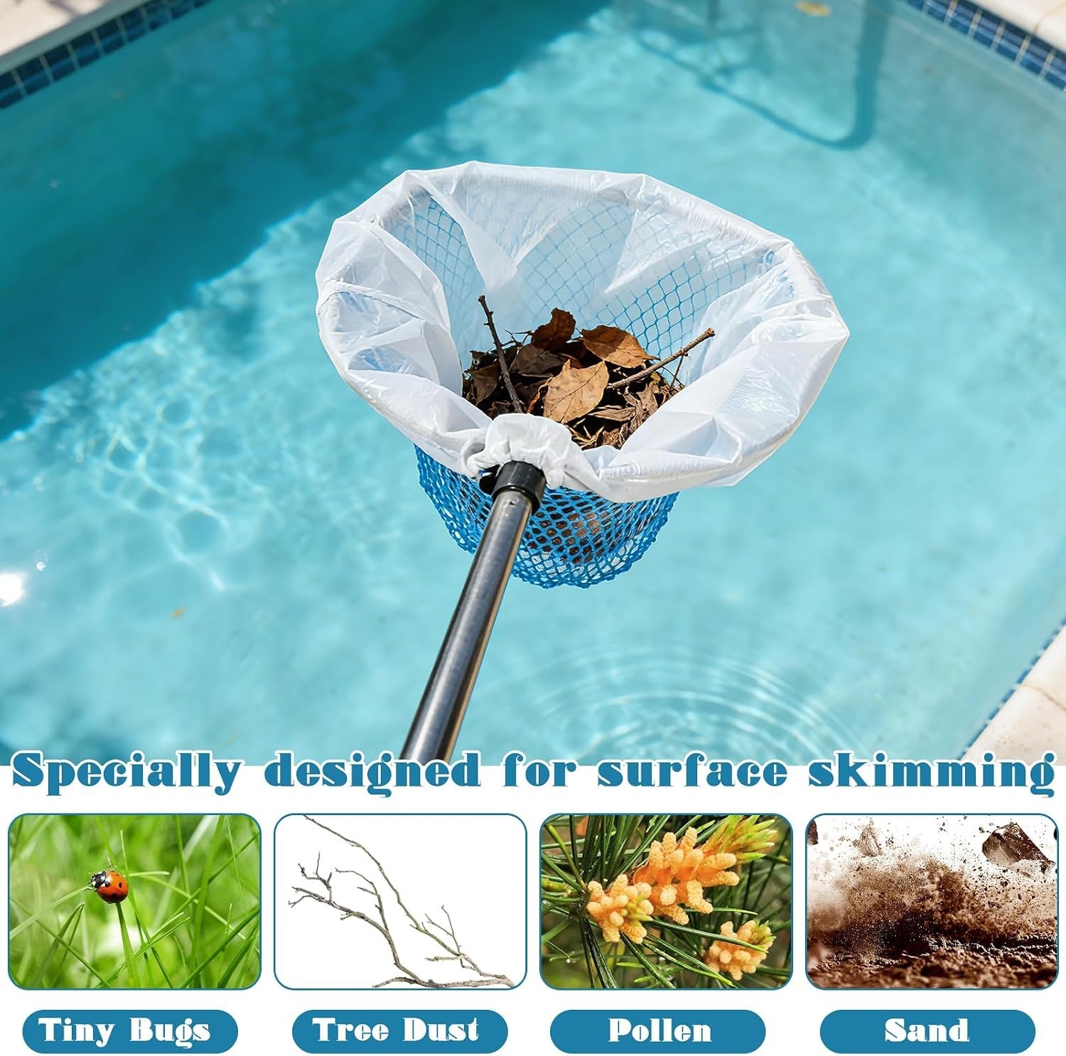 3Pcs Ultra Fine Mesh Pool Skimmer Net Insert,26x22In Adjustable Nylon Replace…