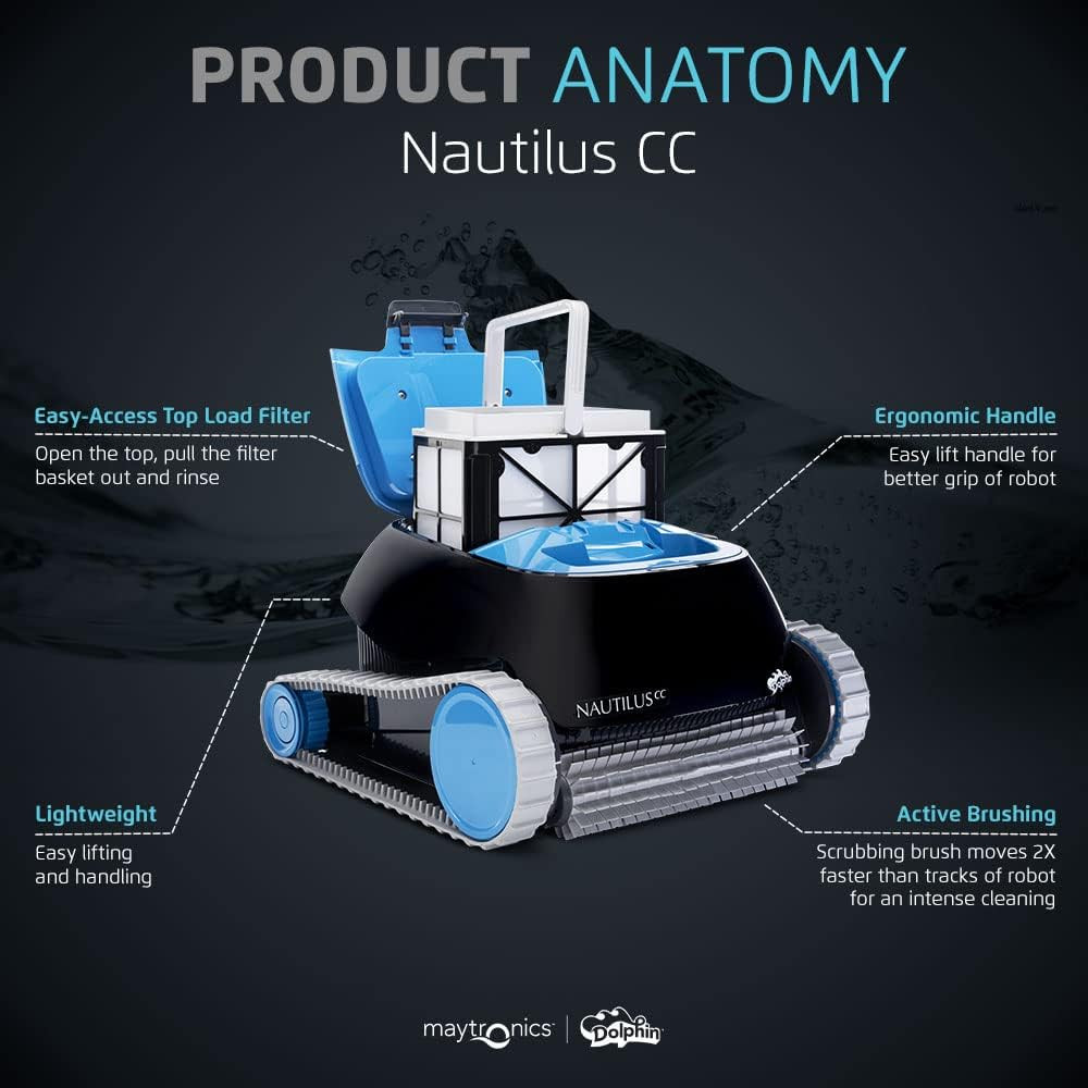 Dolphin Nautilus CC Automatic Robotic Pool Vacuum Cleaner, Wall Climbing Scrubbe