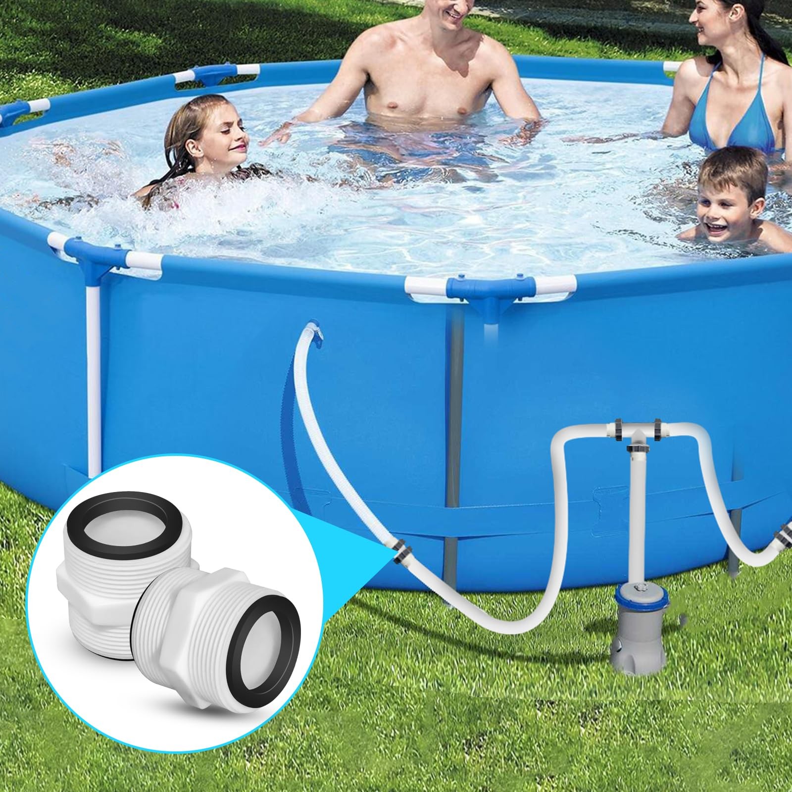 2Pcs 1.5’to 1.5’ Pool Hose Adapter, Connector 1.5 inches, 2pcs