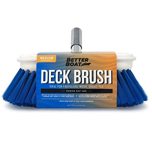 Deck Brush Medium Bristle 8&Prime; Head Scrub Cleaning with Bumper Medium Bristles